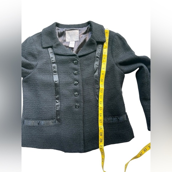 Rebecca Taylor Tweed Black Blazer Career Size 6 Preppy Academia Business Causal - Picture 7 of 12